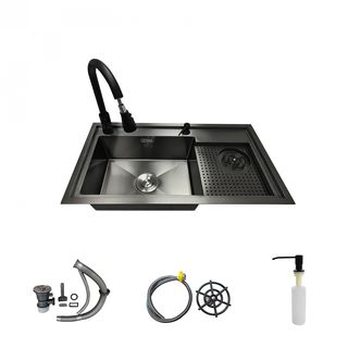 KOCH KITCHEN อ่างล้างจานฝังบน 1 หลุมไม่มีที่พัก 304SS 80X45X22 ซม. SMART สีดำ