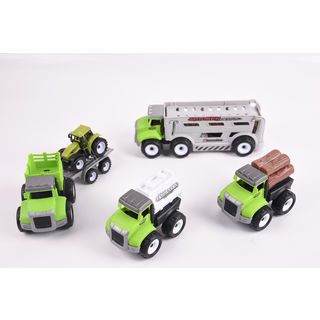 TOYS ของเล่นชุดรถบรรทุกขนรถเกษตร บรรจุ4คัน สีเขียว#9932-60A(29x9x37.5ซม.)