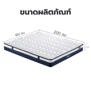 Truffle ที่นอนพ็อกเก็ตสปริง รุ่น Angelina ขนาด 180x200x21 ซม. (6ฟุต) สีขาว-น้ำเงิน