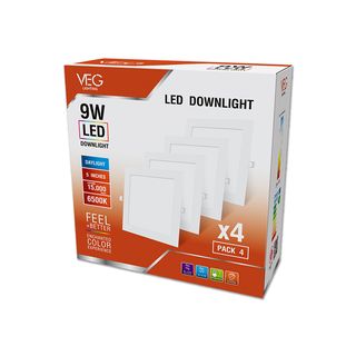 V.E.G.lighting ดาวน์ไลท์ LED แบบฝังหน้าเหลี่ยม 5 นิ้ว 9W รุ่นTP-SDW-9DL-4V แสงเดย์ไลท์ (แพ็ก 4 ชิ้น)