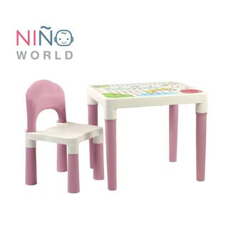 NINO WORLD ชุดโต๊ะเด็กแฟมิลี่เซ็ท รุ่น FT-207/AP (2+1) ขนาด 49x39x43 ซม.สีม่วง
