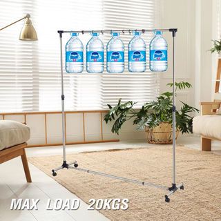 SAKU ราวตากผ้าสเตนเลส ยืดได้ STC02 90-140×48.5×99-165 ซม. สีเงิน