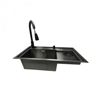 KOCH KITCHEN อ่างล้างจานฝังบน 1 หลุมไม่มีที่พัก 304SS 80X45X22 ซม. SMART สีดำ