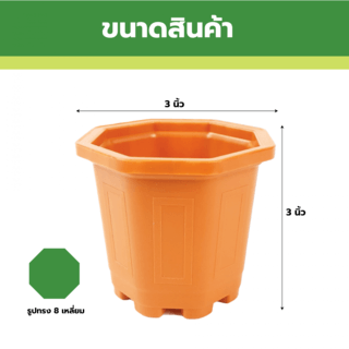 GREENHOUSE กระถาง แคคตัส 3 นิ้ว สีอิฐ