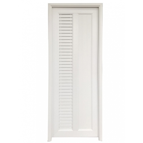 WELLINGTAN ประตูยูพีวีซีพร้อมวงกบ รุ่น JM-009-WT ขนาด 70x200 ซม. สีขาว (ไม่เจาะรูลูกบิด)