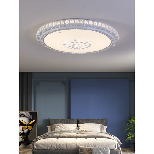 EILON โคมไฟคริสตัลติดเพดาน 800mm 80W ปรับได้ 3 แสง รุ่น MYXD800-03 with Remote Control สีขาว