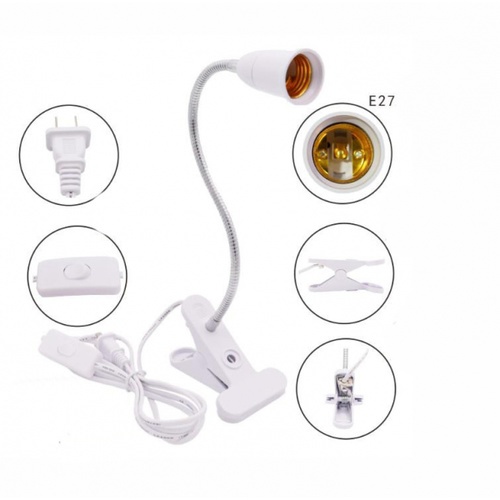 EILON ขัั้วห้อยหลอดไฟขาหนีบ E27 พร้อมสายไฟยาว 5m รุ่น ELPH-E27-W05 สีขาว