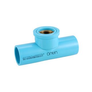 VAVO ข้อต่อสามทางตั้งฉากเกลียวในทองเหลือง หนา ½ นิ้ว(18) สีฟ้า