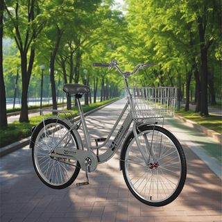 FORTEM จักรยานแม่บ้านตะกร้าเหล็ก รุ่น DAWN-06 ขนาด 24 นิ้ว สีเทา (1/2)