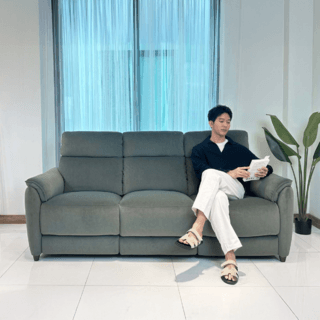 Relax studio โซฟาหนังสังเคราะห์ปรับระดับไฟฟ้า 3 ที่นั่ง ขนาด 205x98-156x100 ซม. รุ่น Orchard  สีเขียวอมเทา