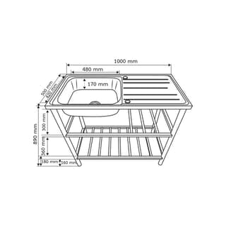 AXIA อ่างล้างจานขาตั้ง 1 หลุม 1 ที่พัก  รุ่น PP ST 10050 AXIA