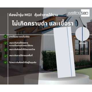 WELLINGTAN ประตูยูพีวีซี เซาะร่อง MG1 70x200 ซม. สีขาว (ไม่เจาะรูลูกบิด) 