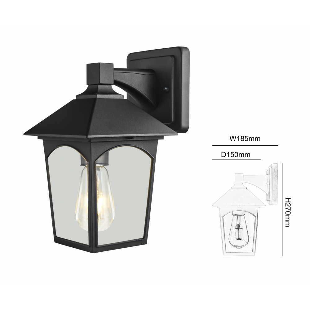 EILON โคมไฟ(กิ่ง)ติดผนัง Classic ขั้ว E27 ขนาด 18.5x15x27cm IP65 รุ่น Maemi MV210W/DN สีดำ