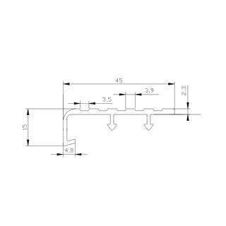 MAC จมูกบันได PVC หน้ากว้าง 45 มม. ยาว 2 เมตร รุ่นDF45-20G1 สีเทาเข้ม