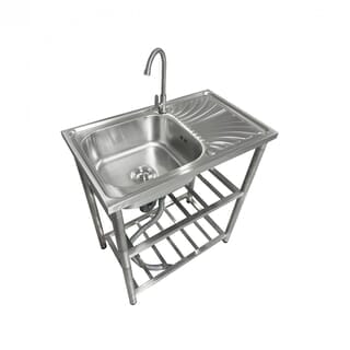 CLOSE อ่างล้างจานพร้อมขาตั้ง 1 หลุมมีที่พัก รุ่น GRACIA-75