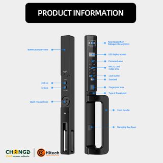 กลอนดิจิตอล C.HITECH  สีดำ , สีเงิน รุ่น K Style 3 พร้อมติดตั้ง