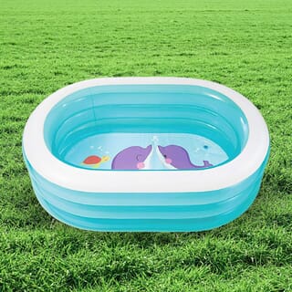 INTEX สระว่ายน้ำเป่าลมทรงวงรี รุ่น 57482NP ขนาด 163x107x46 ซม. สีฟ้า