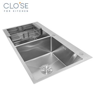 CLOSE อ่างล้างจาน 2 หลุมไม่มีที่พัก SS304 100x50x22 ซม. ATHENS-100