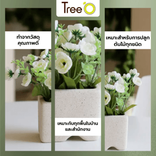 Tree’O กระถางเซรามิก รุ่น 4ZR-002 สีครีม
