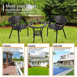 SUMMER SET ชุดโต๊ะสนาม รุ่น MANNIX ขนาด : โต๊ะ 60x60x60 ซม. เก้าอี้ 45x42x73 ซม. สีน้ำตาล (1/3) 