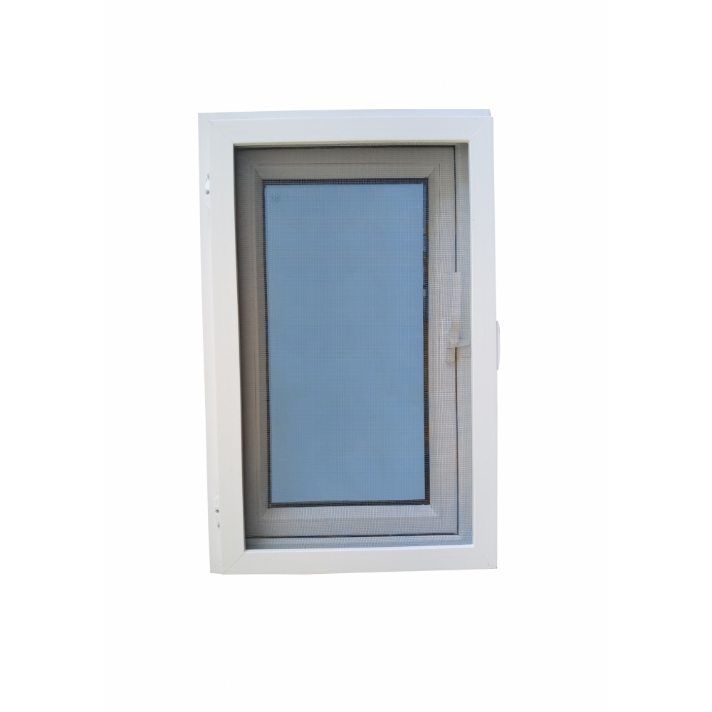 WELLINGTAN หน้าต่างไวนิล บานเปิด (กระจกสีฟ้าสะท้อนแสง) RBW007 60x110ซม. สีขาว พร้อมมุ้ง