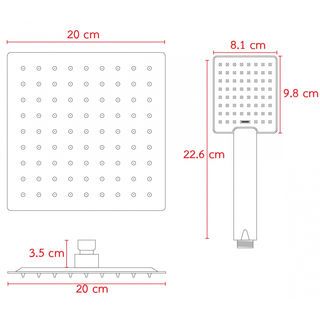 VEGARR ชุดฝักบัว Rain Shower สแตนเลสเกรด 304 ทรงสี่เหลี่ยม หัวเรน สแตนเลสเกรด 304 T-892