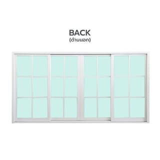WELLINGTAN หน้าต่างอะลูมิเนียมลายกริด บานเลื่อน FSSF G-WGW2411 240x110ซม. สีขาว พร้อมมุ้ง