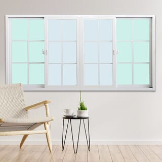 WELLINGTAN หน้าต่างอะลูมิเนียมลายกริด บานเลื่อน FSSF G-WGW2411 240x110ซม. สีขาว พร้อมมุ้ง