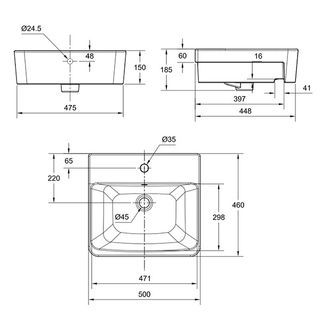 American Standard อ่างล้างหน้าฝังครึ่งเคาน์เตอร์ รุ่น อะคาเซีย อี  0519-WT
