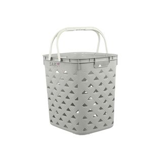 SAKU ตะกร้าลายหนัง รุ่น FT-503/A ขนาด 42x35x44 ซม. สีเทา (มีหู)