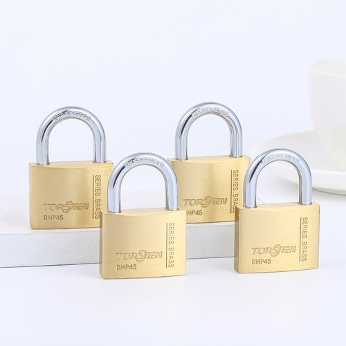 TORSTEN กุญแจคล้องทองเหลืองระบบสปริง KEY ALIKE 45มม. BMP-4x45 แพ็ค 4 (ห่วงสั้น)