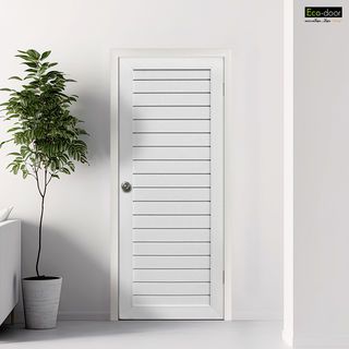 ECO-DOOR  ประตู UPVC โปรไฟล์  รุ่น TLW ภายนอกและภายใน ขนาด 80x200 ซม. สีขาว (เจาะลูกบิด)