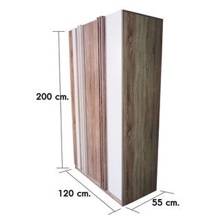 DELICATO ตู้เสื้อผ้า 3 บาน รุ่น อปาเช่ ขนาด 120x55x200  ซม. สีทูโทนน้ำตาล/ขาว
