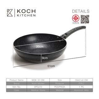 Koch Kitchen กระทะเทฟล่อนทรงลึกเคลือบหินอ่อน 30 ซม. รุ่น DFGJ10