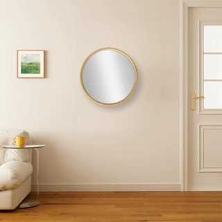 Nice กระจกมีกรอบทรงกลม (PS) รุ่น คากามิ-01 ขนาด 60x60 ซม. สีไม้ธรรมชาติ 