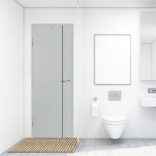 BATHIC ประตูยูพีวีซี รุ่น Groove BG1 ขนาด 70x200 ซม. สีเทา (เจาะลูกบิด)