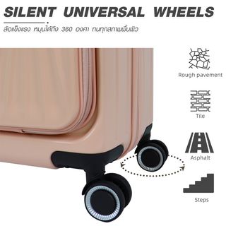 WETZLARS กระเป๋าเดินทาง ขนาด 24 นิ้ว พร้อมช่องใส่ของด้านหน้า รุ่น Blossom-01 ขนาด 25x42x60 ซม. สีชมพูทะเล