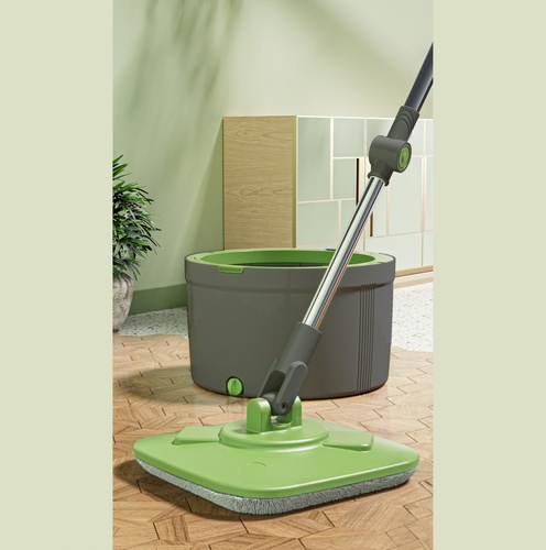 WINK PLUS ชุดม็อบปั่นแบบถังเดี่ยวแยกน้ำรุ่น HDR-M047 ขนาด 32x32x19.5 ซม. สีเทา