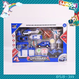 TOYS ชุดของเล่นพาหนะเซตตำรวจ บรรจุ5คัน สีน้ำเงิน#858-3A(45x6x32ซม.)
