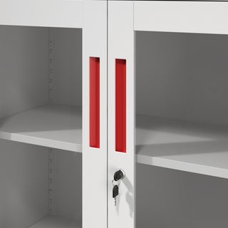 SMITH  ตู้เก็บเอกสารแบบกระจกและทึบบานเปิด รุ่น Artie ขนาด 40x90x185ซม.  สีขาว-แดง