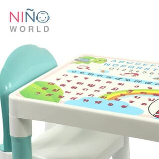 NINO WORLD ชุดโต๊ะเด็กแฟมิลี่เซ็ท รุ่น  FT-207/AP (2+1) ขนาด 49x39x43 ซม.สีฟ้า