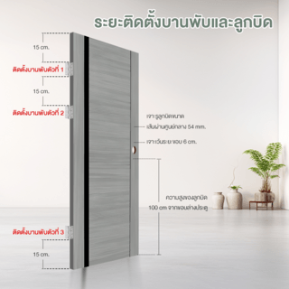 HOLZTUR ประตูเมลามีน เซาะร่อง MD-MD27 80x200ซม. สีเทา-ดำ