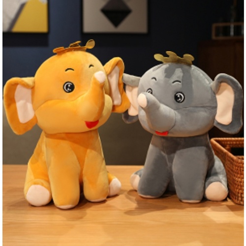 KOJI ตุ๊กตาช้างน้อยใส่มงกุฎแบบนั่ง รุ่น KOJI-02 ขนาด30x35ซม.