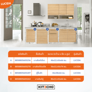 KITZCHO บานซิงค์เดี่ยว KEM-LUR-S-FT-6040X-HO สีฮันนี่โอ๊ค