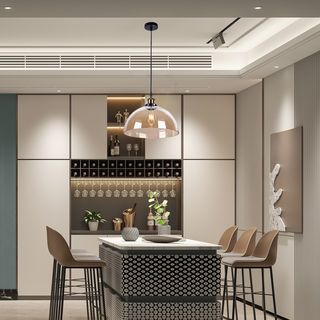 EILON โคมไฟห้อยกระจก ทรงสามเหลี่ยม สไตล์ Loft รุ่น GYFDD-7514 สีใส