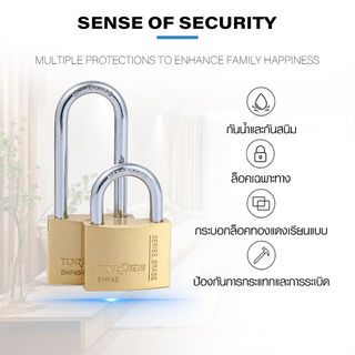 TORSTEN กุญแจคล้องทองเหลืองระบบสปริง 45มม. BMP-2645-L (ห่วงยาว) 