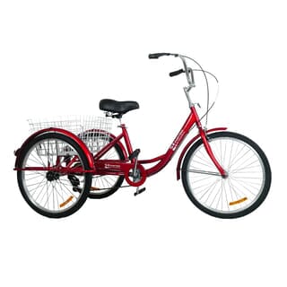 4TEM จักรยานสามล้อผู้ใหญ่ ขนาด 24 นิ้ว ตระกร้าใหญ่ รุ่นTrylo-01 สีแดง