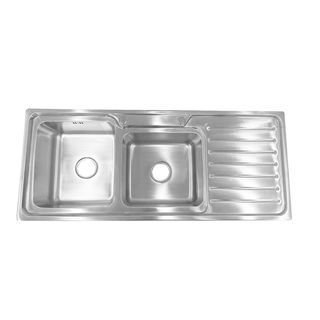 CROWN อ่างล้างจาน 2หลุมมีที่พัก 120x50x20ซม. ATHENS