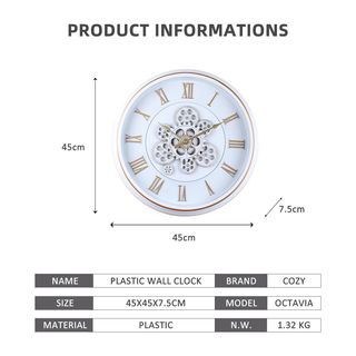 COZY นาฬิกาแขวนผนัง  รุ่น OCTAVIA  ขนาด 45x45x7.5 ซม.  สีขาว