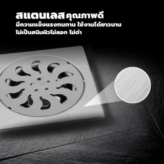 Verno ตะแกรงกันกลิ่นสเตนเลส 304 รุ่น PQS-SBY09 ขนาด 9.6x9.6x2 ซม. สีสเตนเลส